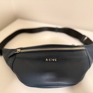 Rene Blue Genuine Leather Belt Bag